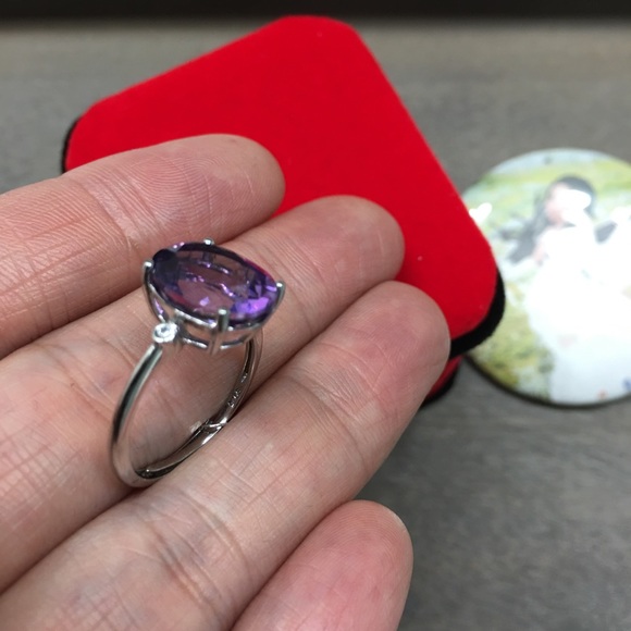 NEW Certified 5CT Amethyst S925 Silver Ring - Picture 13 of 17